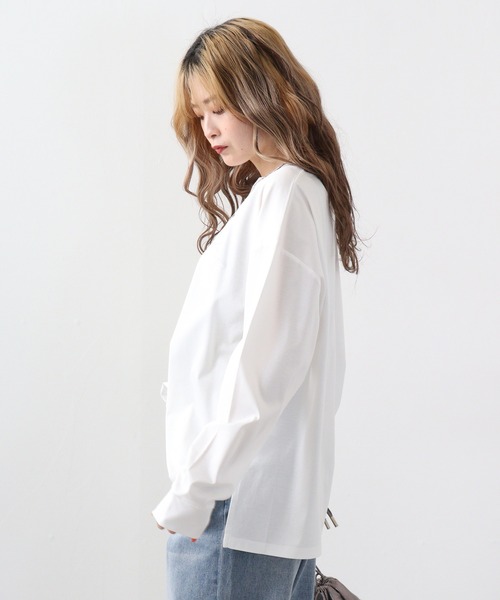 EGLANTINE(エグランティーヌ)の「Eglantine 刺繍ロゴカットソー(Tシャツ/カットソー・レディース・オフホワイト/エメラルド/ブラック・40)」の20枚目の写真
