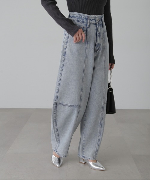 FREE'S MART（フリーズマート）の「◇【3サイズ展開XS-M】パネルエッグワイドデニムパンツ【低身長サイズ有】（デニムパンツ・レディース・ケミカルウォッシュ/ブラック系その他・MEDIUM/X-SMALL/SMALL）」の17枚目の写真