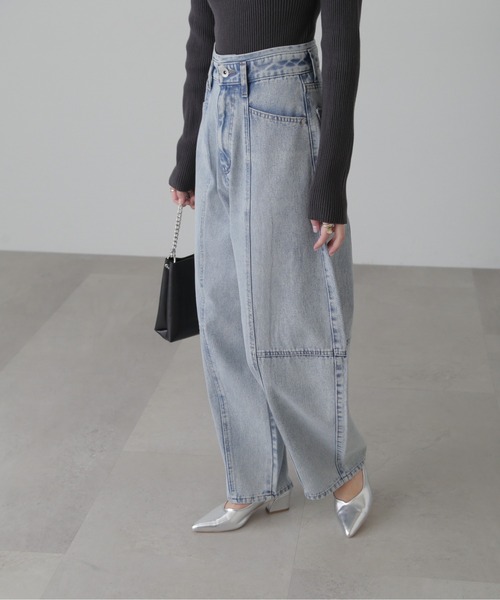 FREE'S MART（フリーズマート）の「◇【3サイズ展開XS-M】パネルエッグワイドデニムパンツ【低身長サイズ有】（デニムパンツ・レディース・ケミカルウォッシュ/ブラック系その他・MEDIUM/X-SMALL/SMALL）」の18枚目の写真