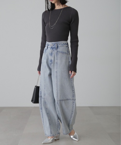 FREE'S MART（フリーズマート）の「◇【3サイズ展開XS-M】パネルエッグワイドデニムパンツ【低身長サイズ有】（デニムパンツ・レディース・ケミカルウォッシュ/ブラック系その他・MEDIUM/X-SMALL/SMALL）」の19枚目の写真