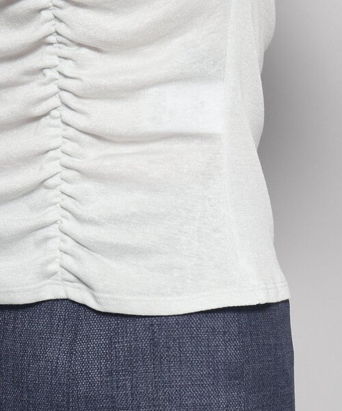 【洗える／日本製／ジャケットインナーにおすすめ】華やかギャザーラメジャージ（Tシャツ/カットソー）｜COUP DE CHANCE（クードシャンス）