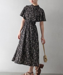 花柄ピンタックショートスリーブワンピース