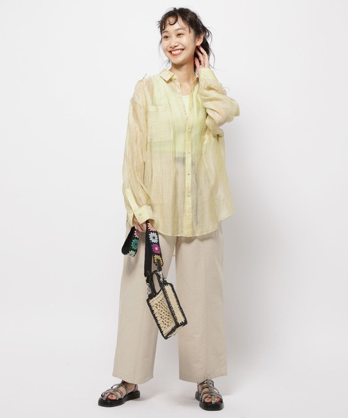 niko and...（ニコアンド）の「スリットシアーBIGシャツ（シャツ/ブラウス・レディース・チャコール/アイボリー/ピンク/イエロー・FREE）」の12枚目の写真
