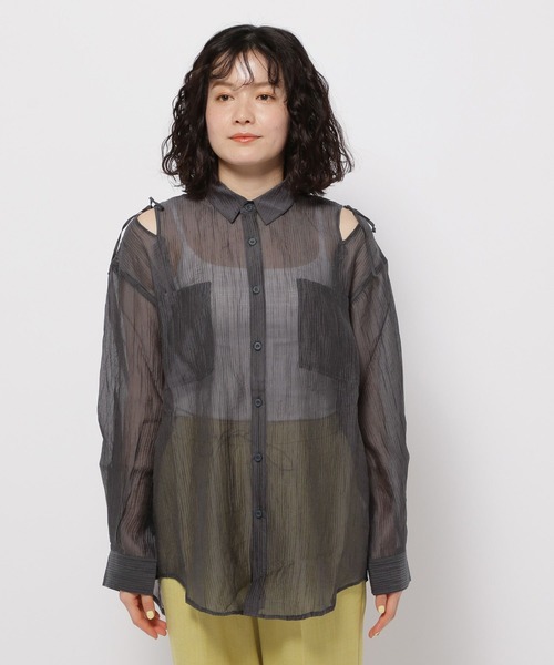 niko and...（ニコアンド）の「スリットシアーBIGシャツ（シャツ/ブラウス・レディース・チャコール/アイボリー/ピンク/イエロー・FREE）」の15枚目の写真