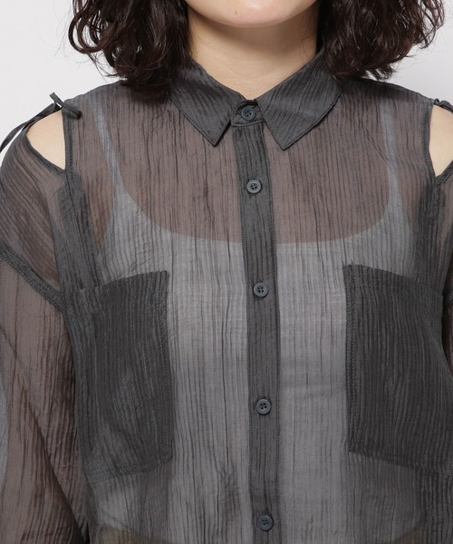 niko and...（ニコアンド）の「スリットシアーBIGシャツ（シャツ/ブラウス・レディース・チャコール/アイボリー/ピンク/イエロー・FREE）」の19枚目の写真