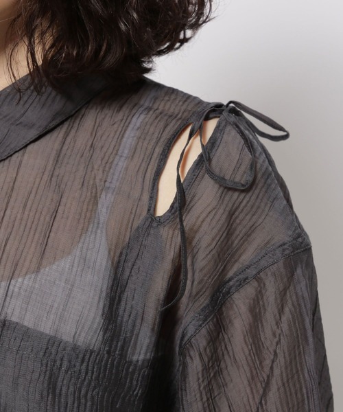 niko and...（ニコアンド）の「スリットシアーBIGシャツ（シャツ/ブラウス・レディース・チャコール/アイボリー/ピンク/イエロー・FREE）」の20枚目の写真