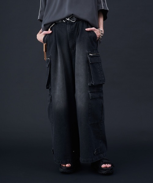 KUUUPY（クーピー）の「Double Pocket Cargo Denim Pants - ダブルポケットカーゴデニムパンツ（カーゴパンツ・メンズ・ブラック/ネイビー・LARGE/MEDIUM/SMALL）」の11枚目の写真