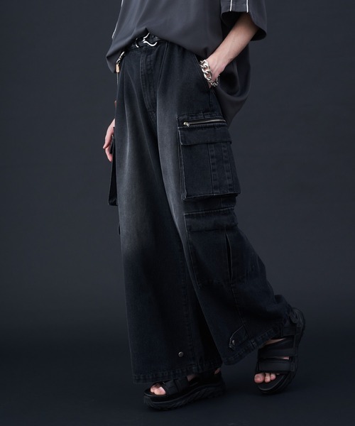 KUUUPY（クーピー）の「Double Pocket Cargo Denim Pants - ダブルポケットカーゴデニムパンツ（カーゴパンツ・メンズ・ブラック/ネイビー・LARGE/MEDIUM/SMALL）」の12枚目の写真