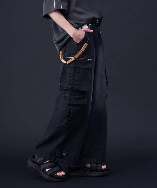 KUUUPY（クーピー）の「Double Pocket Cargo Denim Pants - ダブルポケットカーゴデニムパンツ（カーゴパンツ・メンズ・ブラック/ネイビー・LARGE/MEDIUM/SMALL）」の16枚目の写真