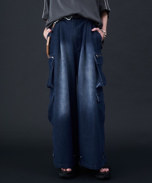 KUUUPY（クーピー）の「Double Pocket Cargo Denim Pants - ダブルポケットカーゴデニムパンツ（カーゴパンツ・メンズ・ブラック/ネイビー・LARGE/MEDIUM/SMALL）」の18枚目の写真