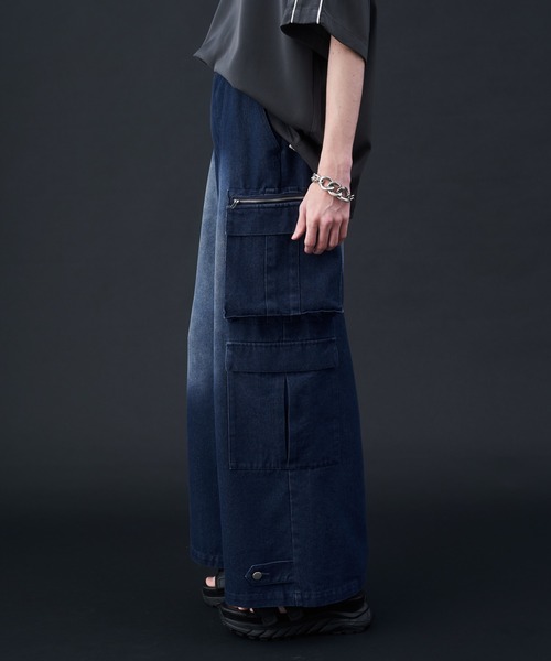 KUUUPY（クーピー）の「Double Pocket Cargo Denim Pants - ダブルポケットカーゴデニムパンツ（カーゴパンツ・メンズ・ブラック/ネイビー・LARGE/MEDIUM/SMALL）」の20枚目の写真