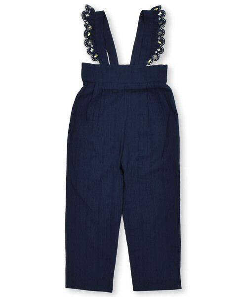 SLAP SLIP（スラップスリップ）の「肩紐フリルリボン付きサロペット(80~140cm)（つなぎ/オールインワン・キッズ・ブルー/ネイビー・130cm/140cm/80ｃｍ/90cm/110cm/100cm/120cm）」の5枚目の写真