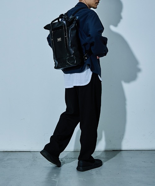 D.KELLY（ディーケリー）の「D.KELLY フラップスリムフェイクレザーバッグ メンズ バッグパックビジネスバッグ カジュアル シンプル（バックパック/リュック・メンズ・ブラック/ネイビー・ONE SIZE）」の19枚目の写真