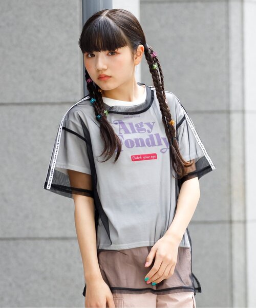 algy（アルジー）の「ロゴラインチュールT&Tシャツセット（Tシャツ/カットソー・キッズ・ブラック/アイボリー/レインボー・XX-SMALL/SMALL/MEDIUM/X-SMALL）」の2枚目の写真