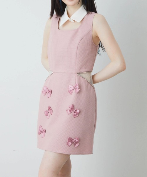 Ank Rouge（アンクルージュ）の「ウエストチュールお姉さんノースリワンピース（ワンピース・レディース・ブラック/ホワイト/ピンク・M）」の3枚目の写真