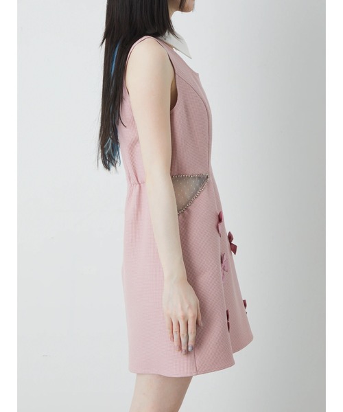 Ank Rouge（アンクルージュ）の「ウエストチュールお姉さんノースリワンピース（ワンピース・レディース・ブラック/ホワイト/ピンク・M）」の9枚目の写真