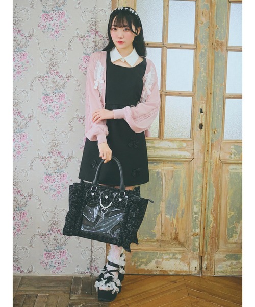 Ank Rouge（アンクルージュ）の「ウエストチュールお姉さんノースリワンピース（ワンピース・レディース・ブラック/ホワイト/ピンク・M）」の4枚目の写真