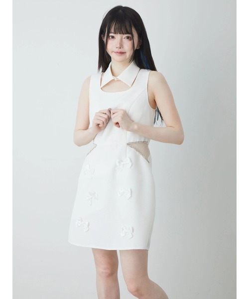 Ank Rouge（アンクルージュ）の「ウエストチュールお姉さんノースリワンピース（ワンピース・レディース・ブラック/ホワイト/ピンク・M）」の7枚目の写真