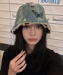 Sibra | ししゅうダメージデニムバケットハット(ハット)