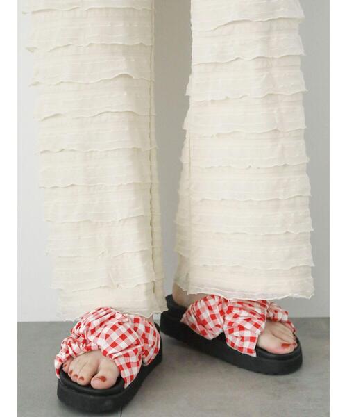 ehka sopo（エヘカソポ）の「くしゅくしゅギンガム厚底サンダル（サンダル・レディース・ブラック/レッド/オフホワイト/イエロー・M/L）」の20枚目の写真