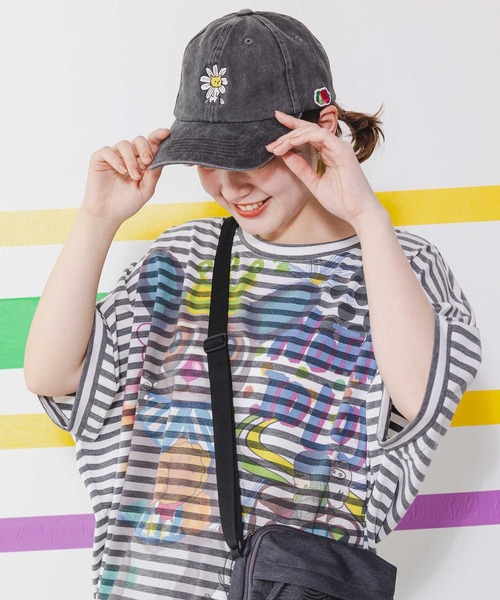 ScoLar(スカラー)の「642200:FRUIT OF THE LOOM×ScoLarコラボ お花が咲いちゃったネコ刺繍キャップ(キャップ・レディース・ベージュ・FREE)」の15枚目の写真