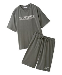 【HOMME】レーヨンラインロゴTシャツ&ハーフパンツセット