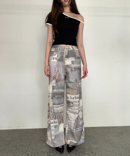 BLONDEY（ブロンディ）の「グラフィックプリントデニムパンツ（デニムパンツ・レディース・ベージュ・SMALL/MEDIUM）」の14枚目の写真