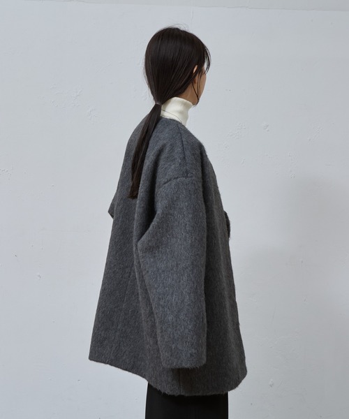 COLONY 2139（コロニートゥーワンスリーナイン）の「シャギーノーカラーコート（ノーカラーコート・レディース・グレー/チャコールグレー/ベージュ・FREE）」の6枚目の写真