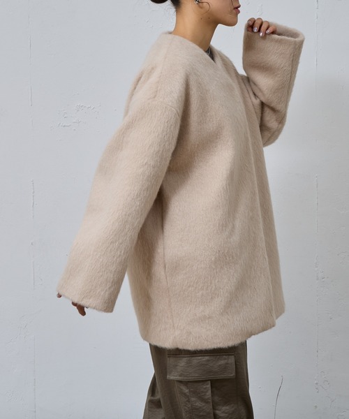 COLONY 2139（コロニートゥーワンスリーナイン）の「シャギーノーカラーコート（ノーカラーコート・レディース・グレー/チャコールグレー/ベージュ・FREE）」の19枚目の写真