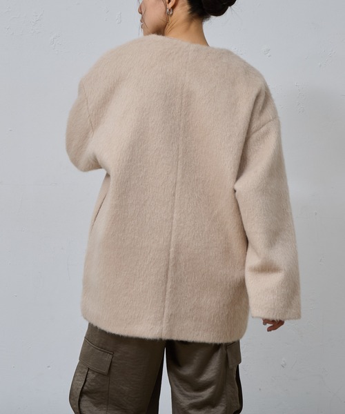 COLONY 2139（コロニートゥーワンスリーナイン）の「シャギーノーカラーコート（ノーカラーコート・レディース・グレー/チャコールグレー/ベージュ・FREE）」の20枚目の写真