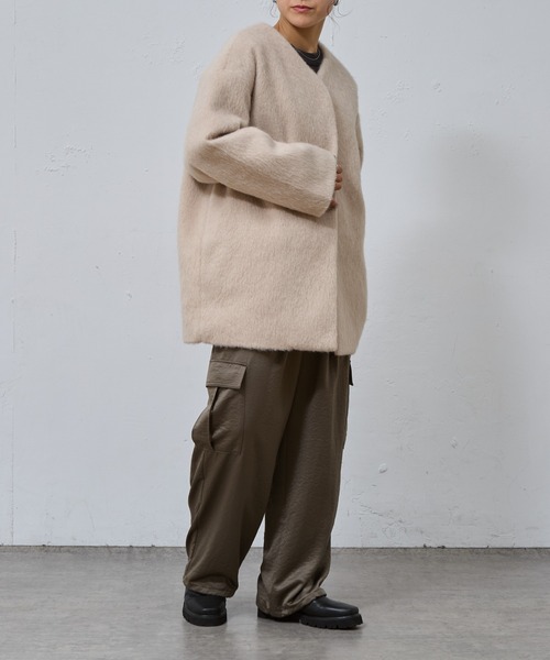 COLONY 2139（コロニートゥーワンスリーナイン）の「シャギーノーカラーコート（ノーカラーコート・レディース・グレー/チャコールグレー/ベージュ・FREE）」の22枚目の写真