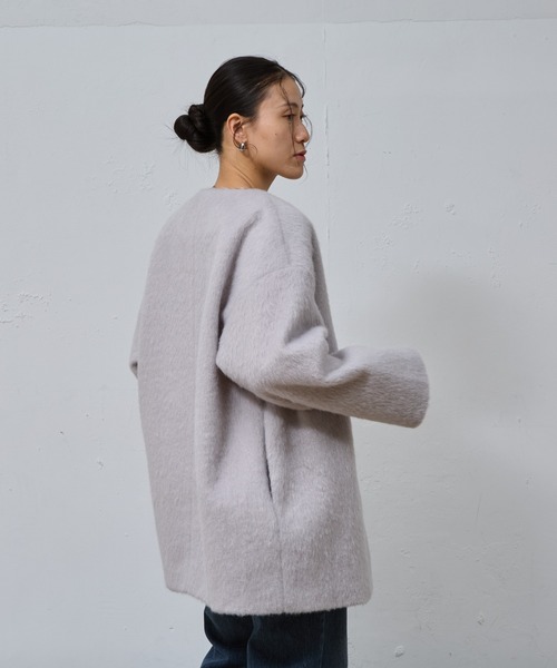 COLONY 2139（コロニートゥーワンスリーナイン）の「シャギーノーカラーコート（ノーカラーコート・レディース・グレー/チャコールグレー/ベージュ・FREE）」の12枚目の写真