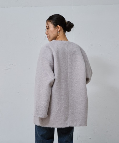 COLONY 2139（コロニートゥーワンスリーナイン）の「シャギーノーカラーコート（ノーカラーコート・レディース・グレー/チャコールグレー/ベージュ・FREE）」の13枚目の写真