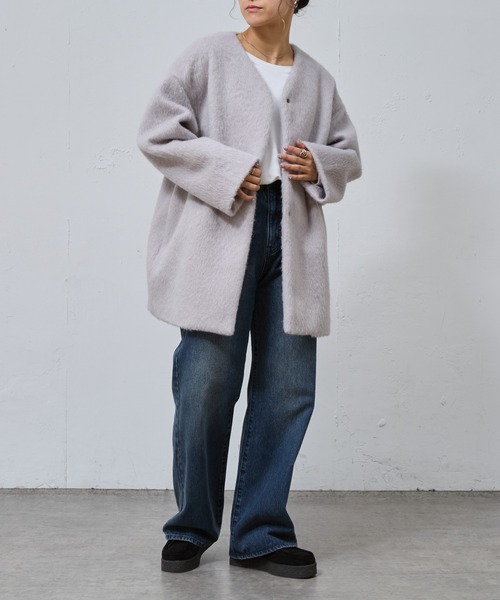 COLONY 2139（コロニートゥーワンスリーナイン）の「シャギーノーカラーコート（ノーカラーコート・レディース・グレー/チャコールグレー/ベージュ・FREE）」の15枚目の写真