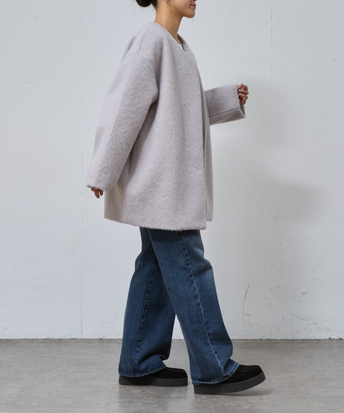 COLONY 2139（コロニートゥーワンスリーナイン）の「シャギーノーカラーコート（ノーカラーコート・レディース・グレー/チャコールグレー/ベージュ・FREE）」の16枚目の写真