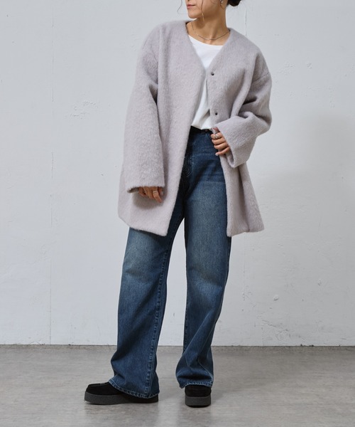 COLONY 2139（コロニートゥーワンスリーナイン）の「シャギーノーカラーコート（ノーカラーコート・レディース・グレー/チャコールグレー/ベージュ・FREE）」の17枚目の写真