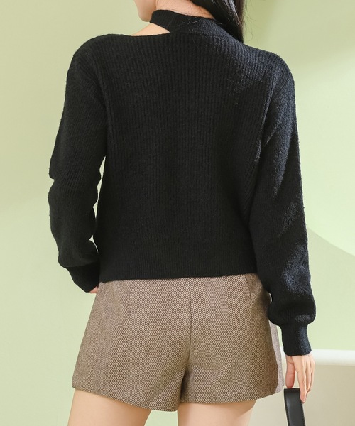 Lace Ladies(レースレディース)の「カットアウト風 Vネック 長袖 ニット プルオーバー(ニット/セーター・レディース・ホワイト/キャメル/ブラック/アイボリー・FREE)」の7枚目の写真