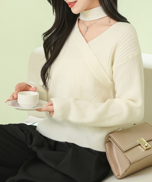 Lace Ladies(レースレディース)の「カットアウト風 Vネック 長袖 ニット プルオーバー(ニット/セーター・レディース・ホワイト/キャメル/ブラック/アイボリー・FREE)」の20枚目の写真