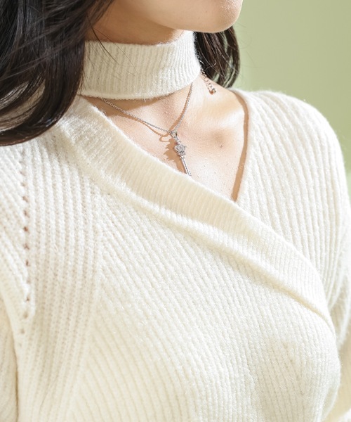 Lace Ladies(レースレディース)の「カットアウト風 Vネック 長袖 ニット プルオーバー(ニット/セーター・レディース・ホワイト/キャメル/ブラック/アイボリー・FREE)」の21枚目の写真