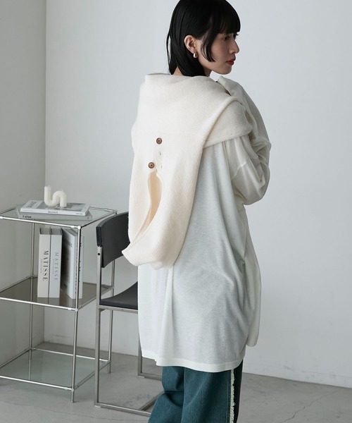 forksy.(フォルクシー)の「【forksy.】クロップド丈フーディフィンガーホールニット/マフラー(ニット/セーター・レディース・チャコールグレー/アイボリー/パープル・FREE)」の19枚目の写真