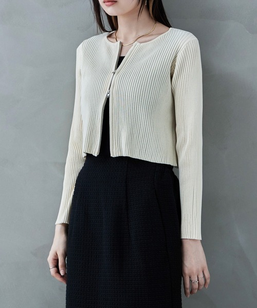 etoll.（エトル）の「ダブルジップリブニットカーディガン（カーディガン/ボレロ・レディース・ピンク/ナチュラル/ブラック/グレー・M）」の22枚目の写真