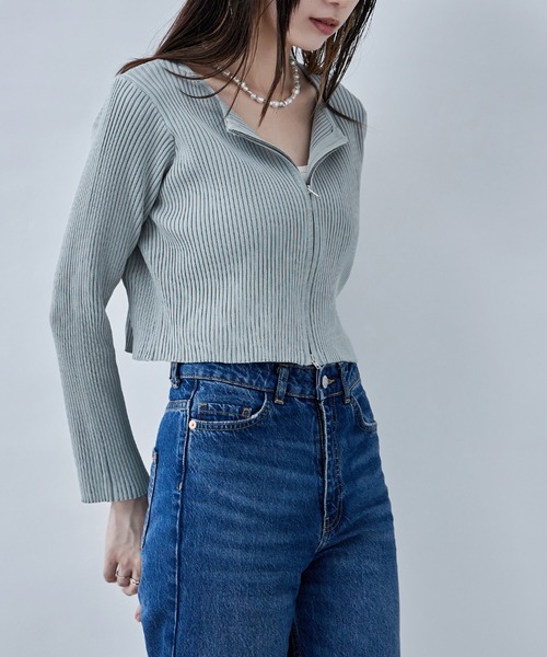 etoll.（エトル）の「ダブルジップリブニットカーディガン（カーディガン/ボレロ・レディース・ピンク/ナチュラル/ブラック/グレー・M）」の18枚目の写真