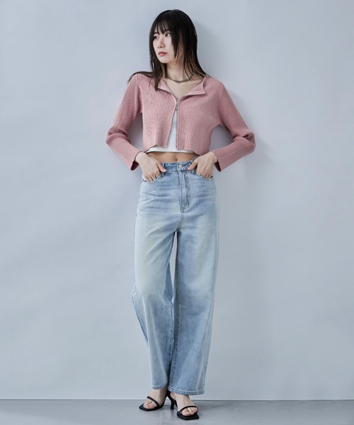 etoll.（エトル）の「ダブルジップリブニットカーディガン（カーディガン/ボレロ・レディース・ピンク/ナチュラル/ブラック/グレー・M）」の15枚目の写真