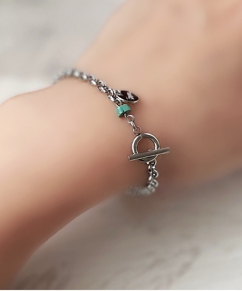 tone（トーン）の「【Tiny gem room】ターコイズデザインチェーンブレスレット/サージカルステンレス(MA)（ブレスレット・レディース・シルバー/ゴールド・FREE）」の6枚目の写真