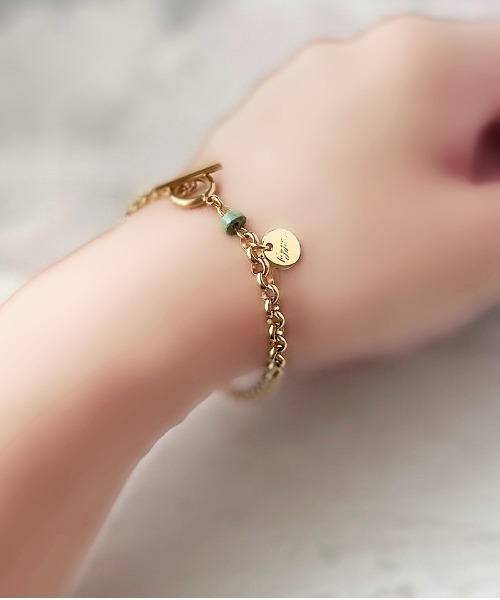 tone（トーン）の「【Tiny gem room】ターコイズデザインチェーンブレスレット/サージカルステンレス(MA)（ブレスレット・レディース・シルバー/ゴールド・FREE）」の3枚目の写真