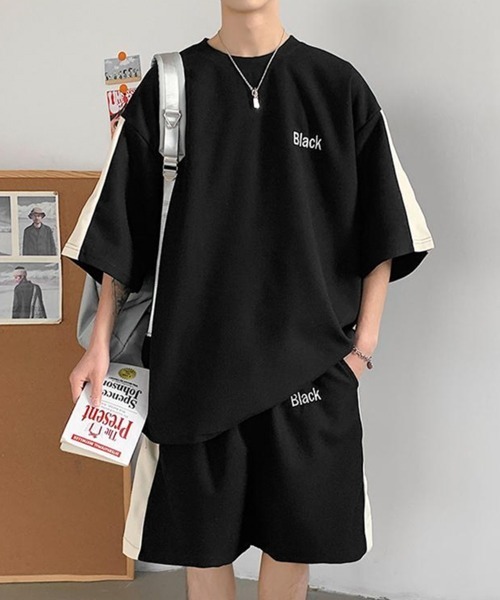 NOWLE（ノウル）の「【NOWLE】サマースウェット ビッグシルエット 半袖 カットソー＆ サマースウェット ワイド ハーフパンツ セットアップ（Tシャツ/カットソー・メンズ・ブラック/ホワイト/グレー・X-LARGE/LARGE/MEDIUM）」の5枚目の写真