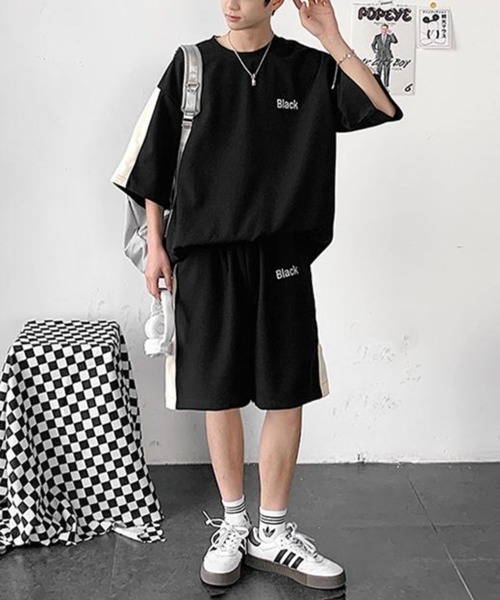 NOWLE（ノウル）の「【NOWLE】サマースウェット ビッグシルエット 半袖 カットソー＆ サマースウェット ワイド ハーフパンツ セットアップ（Tシャツ/カットソー・メンズ・ブラック/ホワイト/グレー・X-LARGE/LARGE/MEDIUM）」の9枚目の写真