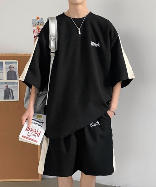 NOWLE（ノウル）の「【NOWLE】サマースウェット ビッグシルエット 半袖 カットソー＆ サマースウェット ワイド ハーフパンツ セットアップ（Tシャツ/カットソー・メンズ・ブラック/ホワイト/グレー・X-LARGE/LARGE/MEDIUM）」の4枚目の写真