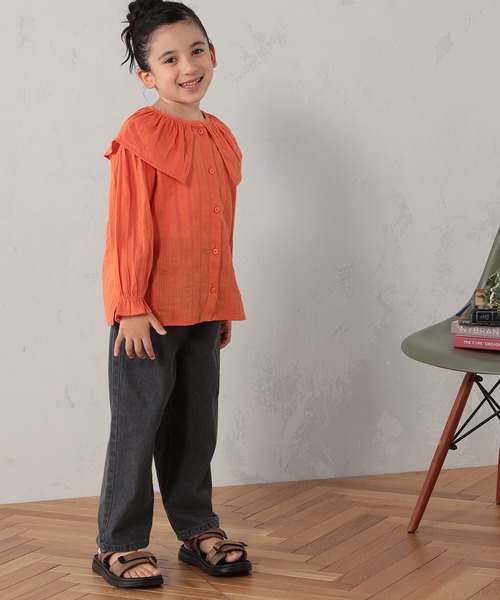 FOUND GOOD(ファウンドグッド)の「G/シシュウフリルブラウス(シャツ/ブラウス・キッズ・アイボリー/ブラック/オレンジ系5・150cm/140cm/130cm/120cm/110cm)」の3枚目の写真