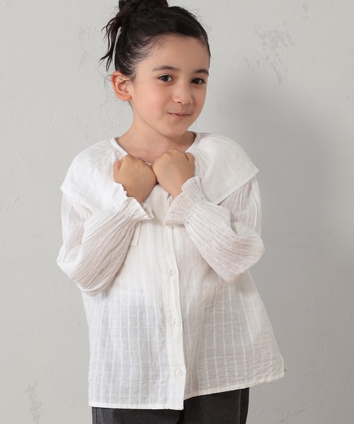 FOUND GOOD(ファウンドグッド)の「G/シシュウフリルブラウス(シャツ/ブラウス・キッズ・アイボリー/ブラック/オレンジ系5・150cm/140cm/130cm/120cm/110cm)」の9枚目の写真